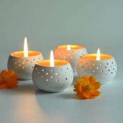 Craftlipi-"DOME" Tealight Holders : Set of 4 + 12 HD Candles FREE