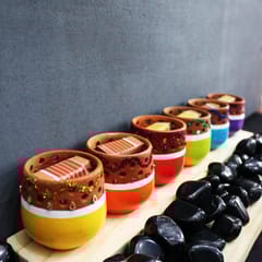 Craftlipi-MINI Multicolured Decorated Tea Light Holders Set of 6 + 12 HD Candles FREE