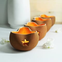 Craftlipi-Chirag 3 Candle Holder  Set of 4 + 12 tealights FREE