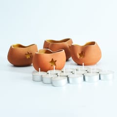Craftlipi-Chirag 3 Candle Holder  Set of 4 + 12 tealights FREE