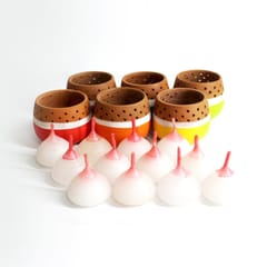 Craftlipi-MINI Multicolured Tea Light Holders Set of 6 + 12 HD Candles FREE