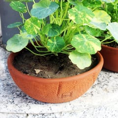 Craftlipi-SHALLOW JUTE TEXTURED Terracotta Planter   Set of 2