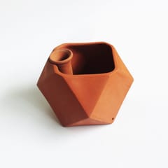 Craftlipi-D'MOND-1 Terracotta Planter with Deep Root Watering System  Set of 2