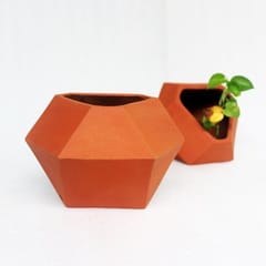 Craftlipi-D'MOND-2 Terracotta Planter  Set of 2