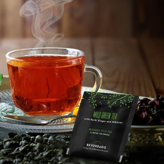 Beyondarie-Wild Green Tea with Karbi Ginger and Hibiscus (Tea Pyramids)