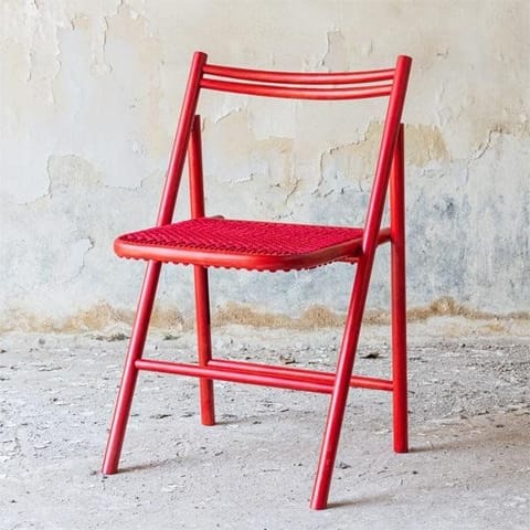 Rhizome-Red - Skinny Folding Chair - Made from Bamboo
