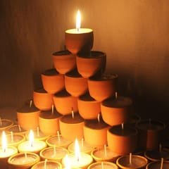 Craftlipi-Terracotta "CUP" Candles Set of 25