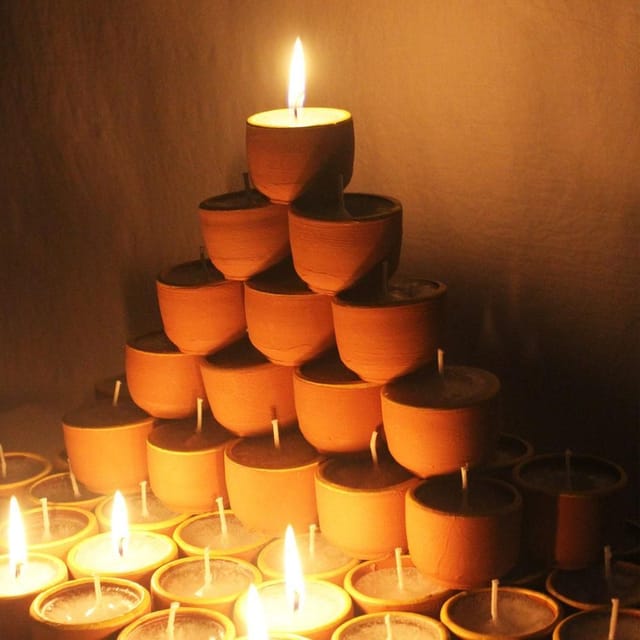 Craftlipi-Terracotta "CUP" Candles Set of 25