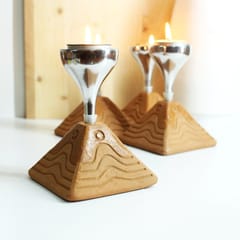 Craftlipi-Bliss PYRAMID with Aluminum Funnel Candle Holder Set of 4 + 12 tealights FREE