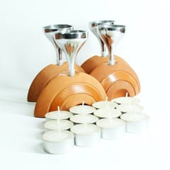 Craftlipi-Bliss HALF MOON with Aluminum Funnel Candle Holder Set of 4 + 12 tealights FREE