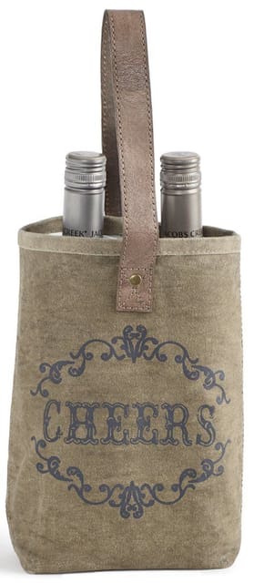 Mona B Cheers Canvas Recycled Double Wine Bag