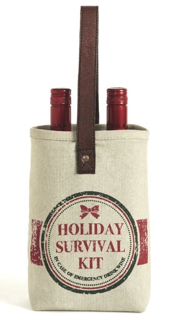 Mona B Holiday Survival Canvas Recycled Double Wine Bag
