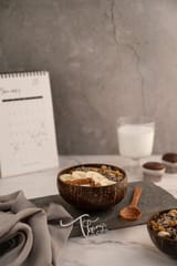 Thenga Coconut Bowl /Shell + Spoon, Eco Friendly and Toxin Free for Smoothie, Cereal or Salad (500 ML)