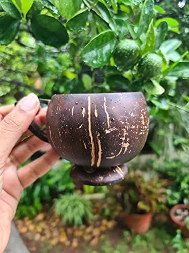 Thenga Coconut Teacup | Natural & Handmade | For Hot & Cold Beverages - 200 ml (Set of 2)
