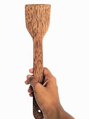 Thenga Coconut Wood Spatula for Cooking (Non-Stick Kitchen Utensil, Brown) - Set of 2