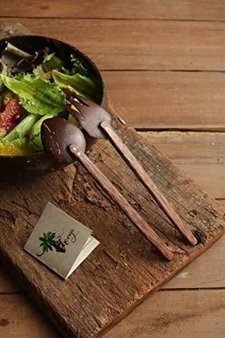 Thenga Coconut shell Spoon & Fork (Set of 2) | Eco Friendly, Natural & Handmade