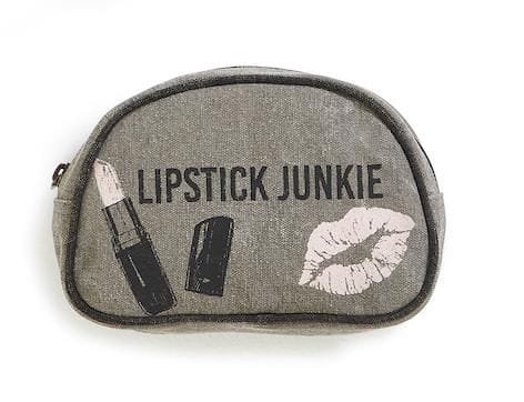 Mona B Lipstick Junkie Canvas Recycled Small Cosmetic Bag