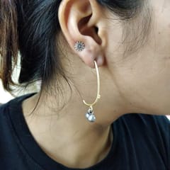 Ominish Jewels-J Hoop Ghungroo Drop Earrings