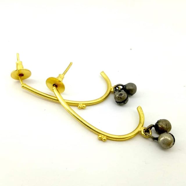 Ominish Jewels-J Hoop Ghungroo Drop Earrings