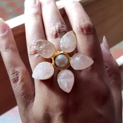 Ominish Jewels-Rose Quartz Wildflower Cocktail Ring