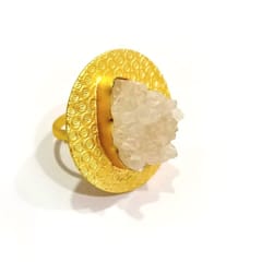 Ominish Jewels-Angel White Druzy Quartz Finger Ring