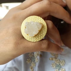 Ominish Jewels-Angel White Druzy Quartz Finger Ring