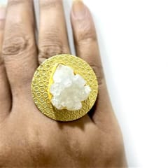 Ominish Jewels-Angel White Druzy Quartz Finger Ring
