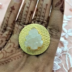 Ominish Jewels-Angel White Druzy Quartz Finger Ring