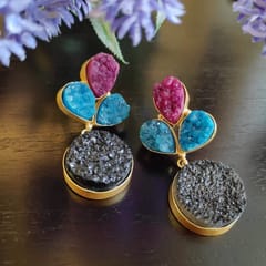 Ominish Jewels-Multi-color Druzy  Dangler Earrings