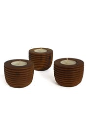 Studio Indigene - Bowl Tea-Lights - Set of 3 | Made of Teak Wood by
