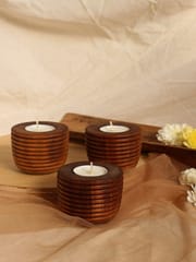 Studio Indigene - Bowl Tea-Lights - Set of 3 | Made of Teak Wood by