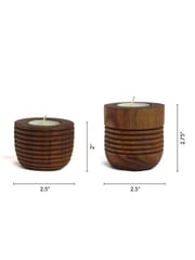 Studio Indigene - Bowl Tea-Lights (Set of 2) | Made of Teak Wood