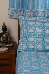 Sootisyahi 'Jal Kamal' Handblock Printed Cotton Bedsheet
