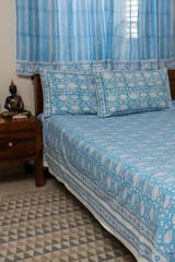 Sootisyahi 'Jal Kamal' Handblock Printed Cotton Bedsheet