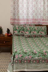 Sootisyahi 'Planet Green' Handblock Printed Cotton Bedsheet