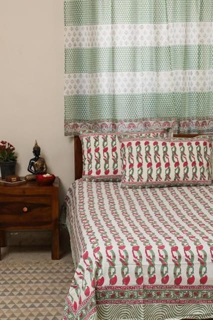 Sootisyahi 'Dream of Plums' Handblock Printed Cotton Bedsheet