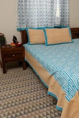 Sootisyahi 'Dream of Waves' Handblock Printed Cotton Bedsheet