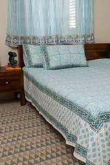 Sootisyahi 'Cuckoo in Forest'Handblock Printed Cotton Bedsheet