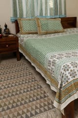 Sootisyahi 'Valley of Flowers' Handblock Printed Cotton Bedsheet