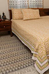 Sootisyahi 'Peet Pushp' Handblock Printed Cotton Bedsheet