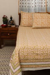 Sootisyahi 'Peet Pushp' Handblock Printed Cotton Bedsheet