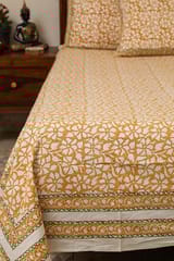 Sootisyahi 'Peet Pushp' Handblock Printed Cotton Bedsheet