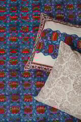 Sootisyahi 'Jal Kumud' Handblock Printed Cotton Bedsheet