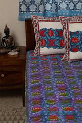 Sootisyahi 'Jal Kumud' Handblock Printed Cotton Bedsheet