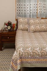 Sootisyahi 'Dreamy Green' Handblock Printed Cotton Bedsheet