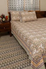Sootisyahi 'Dreamy Green' Handblock Printed Cotton Bedsheet