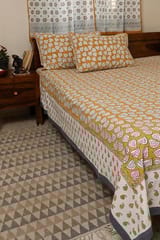 Sootisyahi 'Autumn Fall' Handblock Printed Cotton Bedsheet