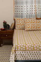 Sootisyahi 'Autumn Fall' Handblock Printed Cotton Bedsheet