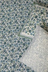 Sootisyahi 'Floral Blue' Handblock Printed Cotton Bedsheet