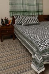 Sootisyahi 'Kumud' Handblock Printed Cotton Bedsheet